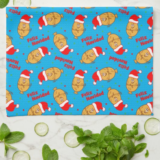 Grapny Kerstmis Tamales Pattern Theedoek (Gevouwen)