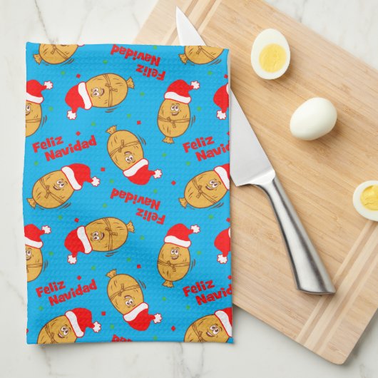 Grapny Kerstmis Tamales Pattern Theedoek (Quarter Fold)