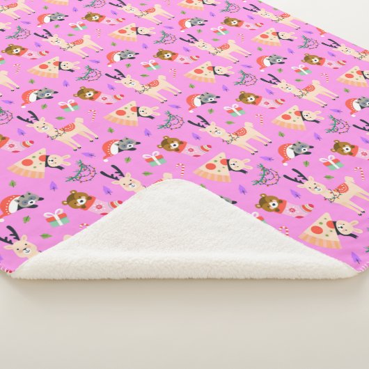 Grapny Kerstpattern Sherpa Deken (3/4)