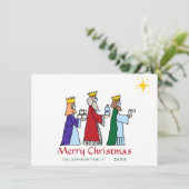 Grapny Merry Kerstmis 3 Kings Greeting Holiday Feestdagenkaart (Staand voorkant)
