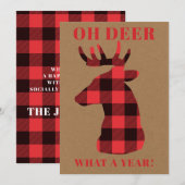 Grapny Oh Deer wat een jaar buffalo Pset Kraft Feestdagenkaart (Voorkant / Achterkant)