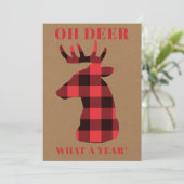 Grapny Oh Deer wat een jaar buffalo Pset Kraft Feestdagenkaart (Staand voorkant)