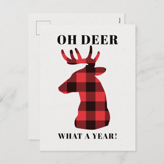 Grapny Oh Deer wat een jaar lumberjack kerst Feestdagenkaart (Voorkant / Achterkant)