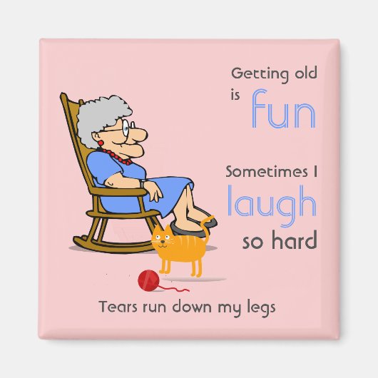 Grapny Old Woman Ageing Birthday Joke Magneet (Voorkant)