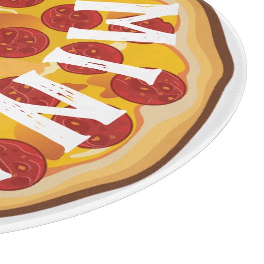 Grapny pepperoni pizza schattig snijplank (Hoek)