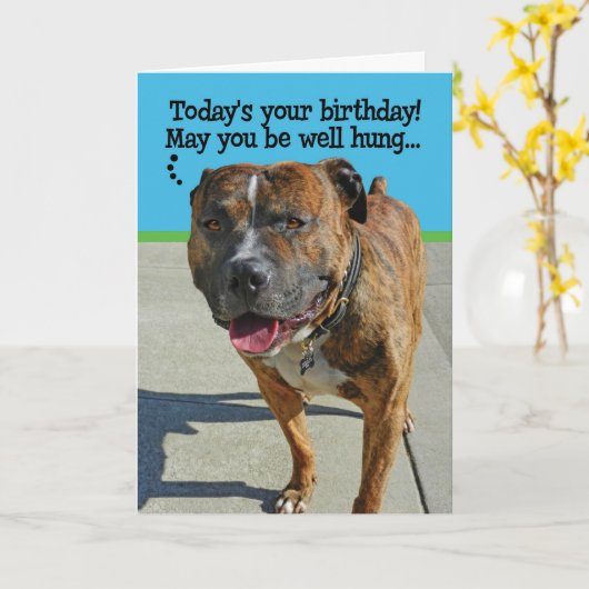 Grapny Pit Bull Birthday Card Kaart (Gele Bloem)