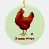 Grapny Raad wie kip met Poo Red Hen Keramisch Ornament (Achterkant)