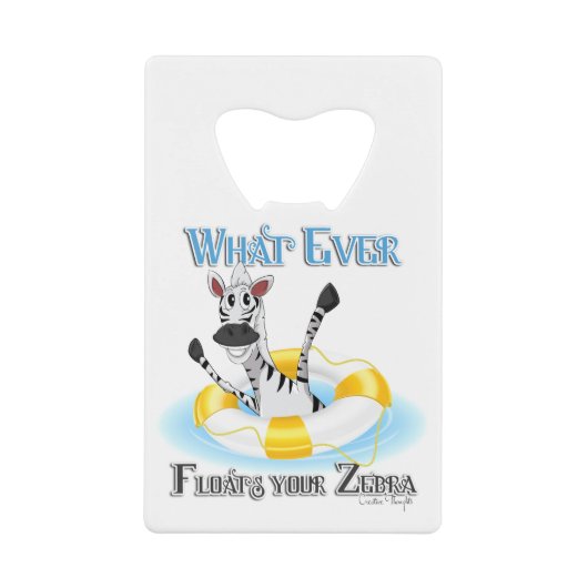 Grapny What Floats you Zebra Creditkaart Flessenopener (Voorkant)