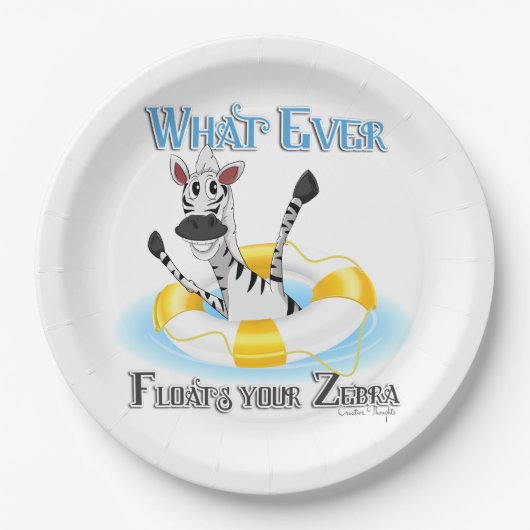 Grapny What Floats you Zebra Papieren Bordje (Voorkant)