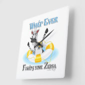 Grapny What Floats you Zebra Vierkante Klok (Hoek)