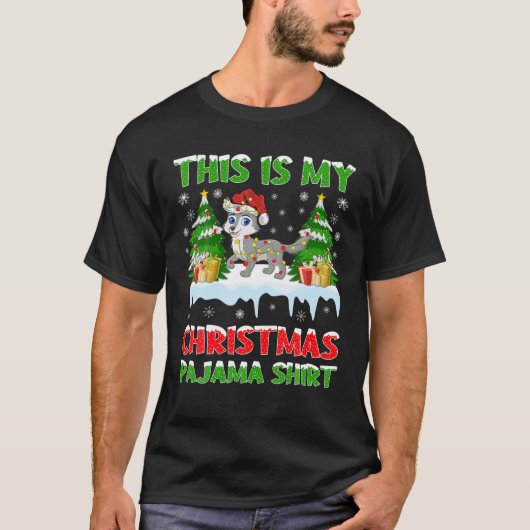 Grapny Xmas Santa Dit is mijn Wolf Kerstmis Pajama T-shirt (Voorkant)