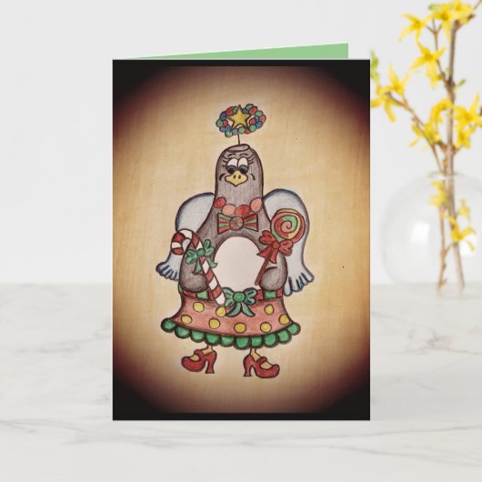 Grappa Pinguïn Kerstkaart Kaart (Gele Bloem)