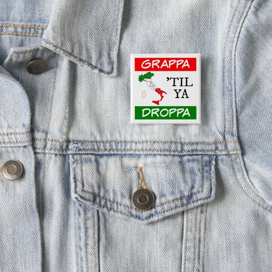 Grappa Til Ya Droppa Italië Vlagkaart Vierkante Button 5,1 Cm (In situ)
