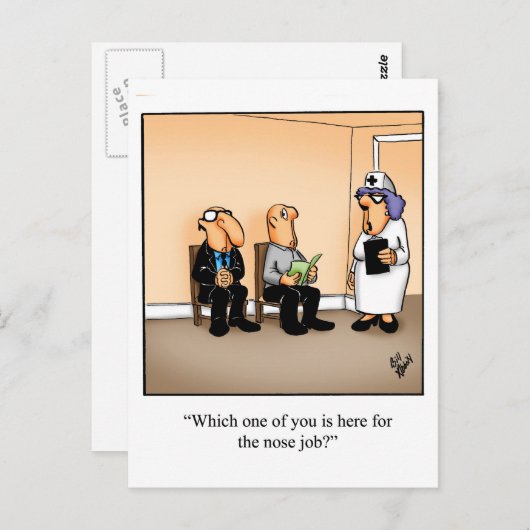 Grappaansichtkaart "Snel beter" "Neuscorrectie" Briefkaart (Voorkant / Achterkant)