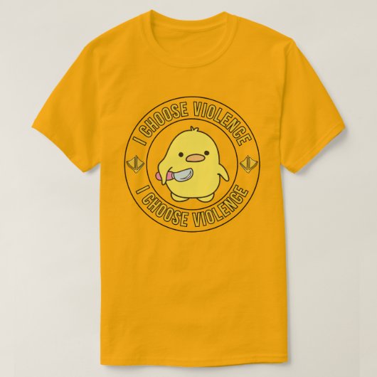 Grappelijke Gele Eend Met Mes T-shirt (Design voorkant)