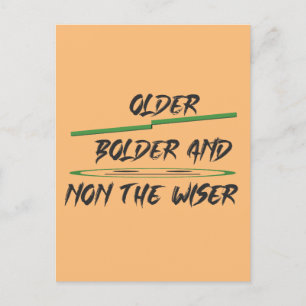 Grappenboodschap over leeftijdsbeelden en woorden briefkaart