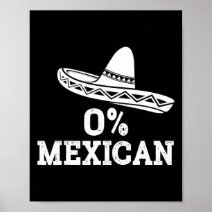 Grappig 0% Mexicaans met sombrero voor Cinco de Ma Poster