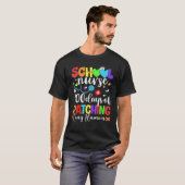 Grappig 100 dagen patching Tiny Humans School Nurs T-shirt (Voorkant volledig)