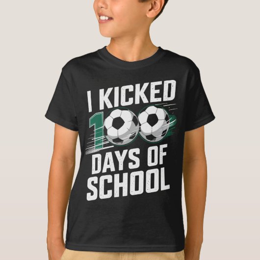 Grappig 100 dagen schoolvoetbalontwerp geschopt t-shirt (Voorkant)