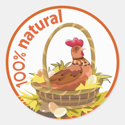 Grappig "100% natuurlijk!" sticker. ronde sticker (Voorkant)