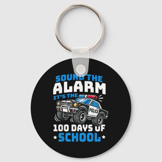 Grappig 100ste dag van de school politie auto 100 sleutelhanger (Voorkant)