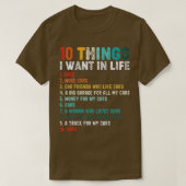 Grappig  10 dingen die ik in mijn leven wil.. t-shirt (Design voorkant)