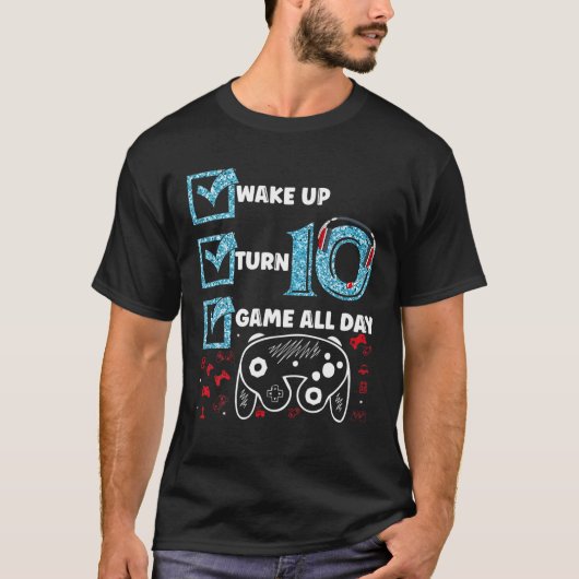 Grappig 10 jaar oude gamer 10e Birthday Party Vide T-shirt (Voorkant)