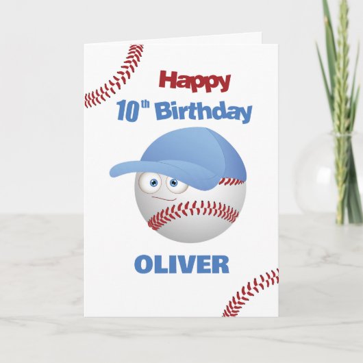 Grappig 10e verjaardag honkbal thema kaart (Voorkant)