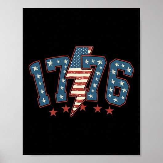 Grappig 1776 4th of July Amerikaanse Vlag Mannen V Poster (Voorkant)