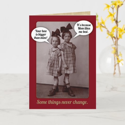 Grappig  1920s oudere zuster Birthday Card Kaart (Gele Bloem)