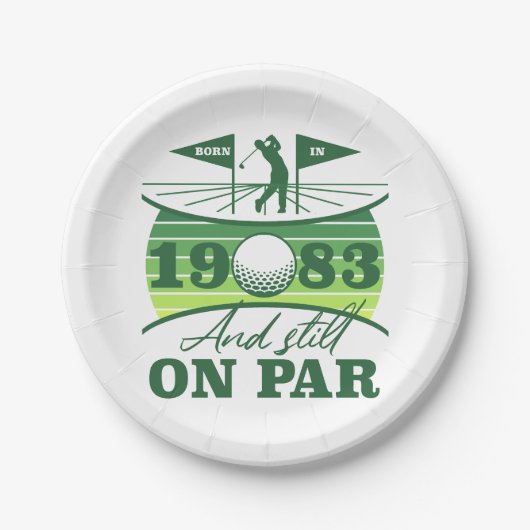 Grappig 1983 Golfer 40e verjaardag Papieren Bordje (Voorkant)