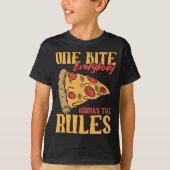 Grappig 1 Bites Pizza Iedereen kent de regels voor T-shirt (Voorkant)