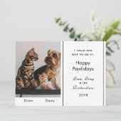 Grappig 1 Foto Schattige Kat Hond Naughty List Cus Feestdagenkaart (Staand voorkant)