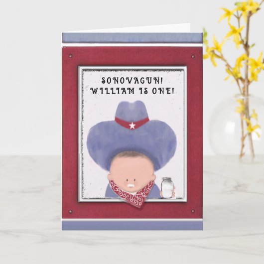 Grappig 1e Verjaardag Kaart (Gele Bloem)