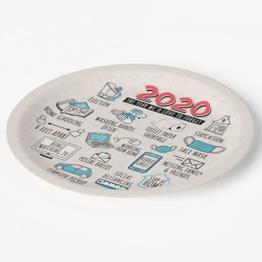 Grappig 2020 Quarantine Jaar om feest te vergeten Papieren Bordje (Gekanteld)