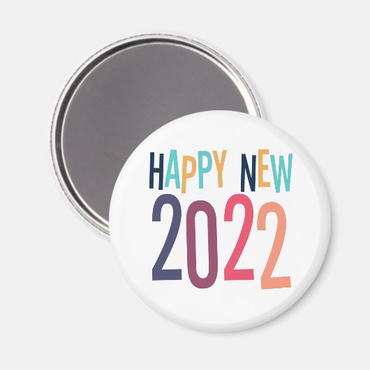 Grappig 2022 Gelukkig Nieuwjaar met kleurrijke tek Magneet (Voorkant / Achterkant)