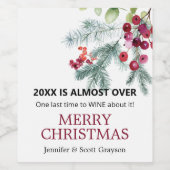 Grappig 2024 is bijna over winterse groene vakanti wijn etiket (Enkel label)