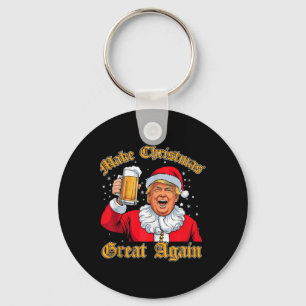 Grappig 2024 Kerst Trump Drink Bier Trump Santa Sleutelhanger
