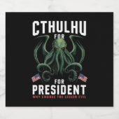 Grappig 2024 Verkiezingen Cthulhu voor President Bier Etiket (Enkel label)