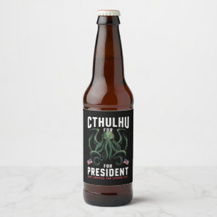 Grappig 2024 Verkiezingen Cthulhu voor President Bier Etiket