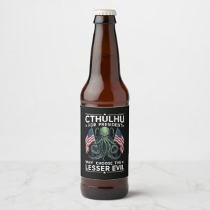 Grappig 2024 Verkiezingen Cthulhu voor President Bier Etiket