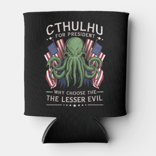 Grappig 2024 Verkiezingen Cthulhu voor President Blikjeskoeler (Voorkant)