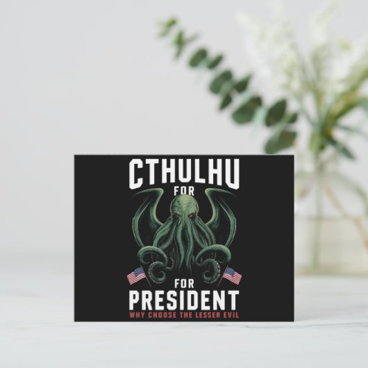 Grappig 2024 Verkiezingen Cthulhu voor President Briefkaart (Staand voorkant)