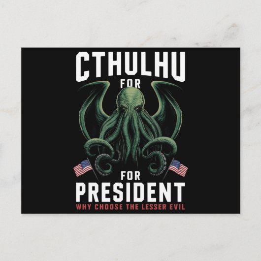 Grappig 2024 Verkiezingen Cthulhu voor President Briefkaart (Voorkant)