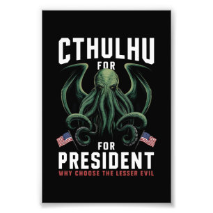 Grappig 2024 Verkiezingen Cthulhu voor President Foto Afdruk