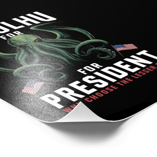 Grappig 2024 Verkiezingen Cthulhu voor President Foto Afdruk (Hoek)