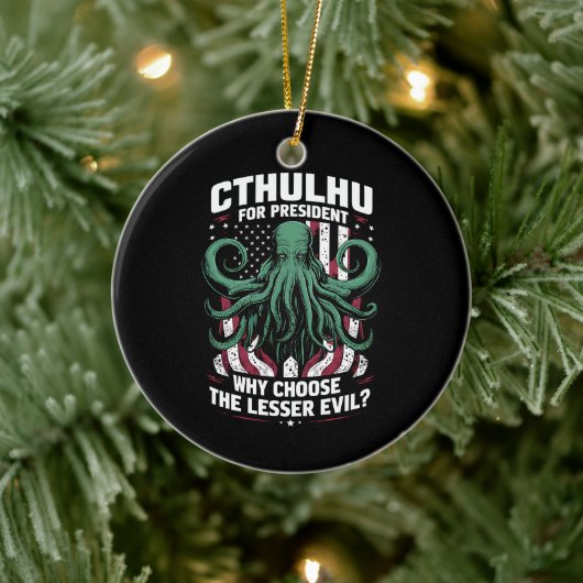 Grappig 2024 Verkiezingen Cthulhu voor President Keramisch Ornament (Boom)