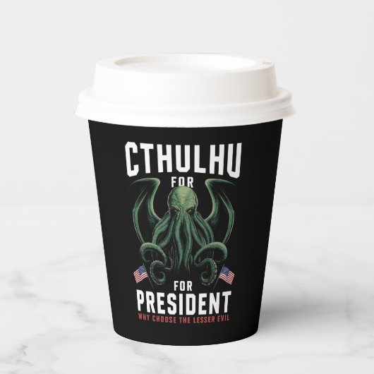 Grappig 2024 Verkiezingen Cthulhu voor President Papieren Bekers (Voorkant)