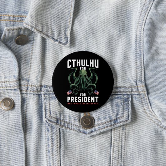 Grappig 2024 Verkiezingen Cthulhu voor President Ronde Button 7,6 Cm (In situ)