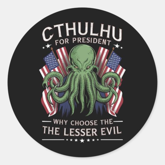 Grappig 2024 Verkiezingen Cthulhu voor President Ronde Sticker (Voorkant)